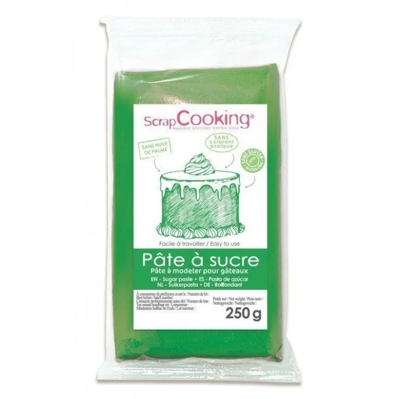 Pâte à sucre vert 250g - ScrapCooking