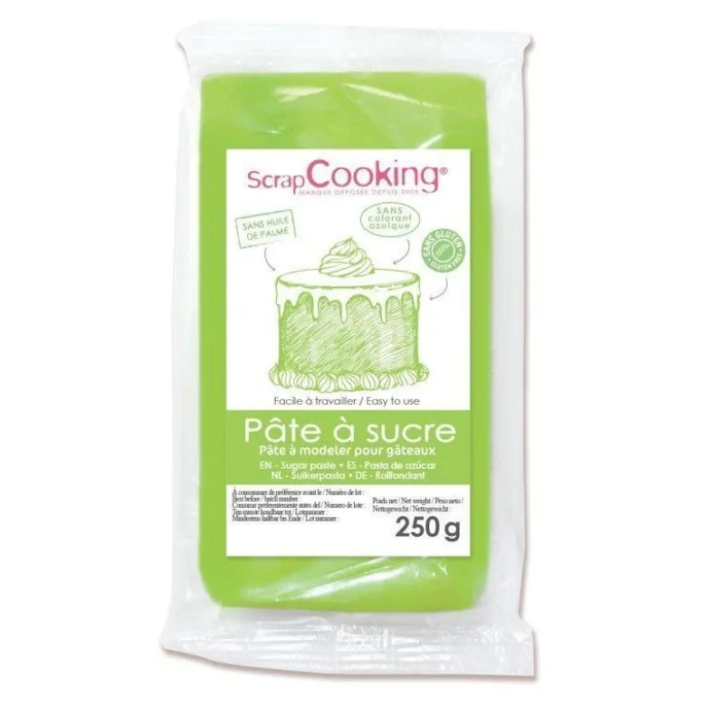 Pâte à sucre vert prairie 250g - ScrapCooking