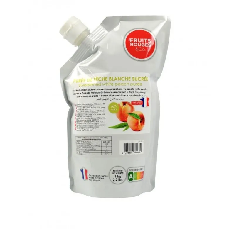 Purée de Pêche blanche 1kg - Fruits Rouges & Co