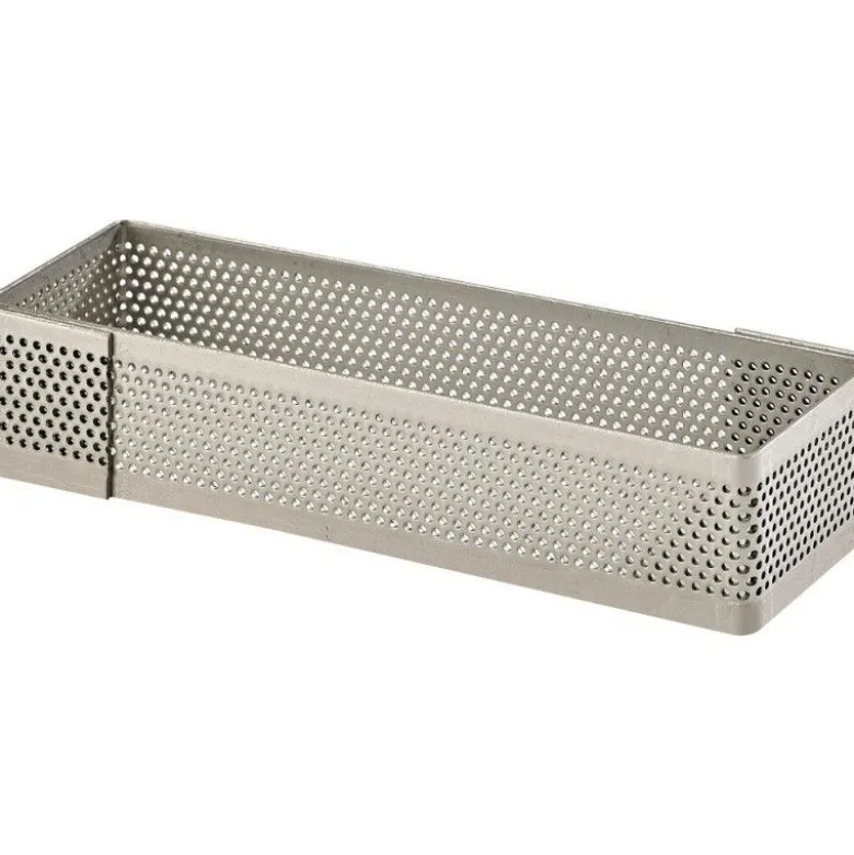 Rectangle perforé inox 10x4cm H2cm