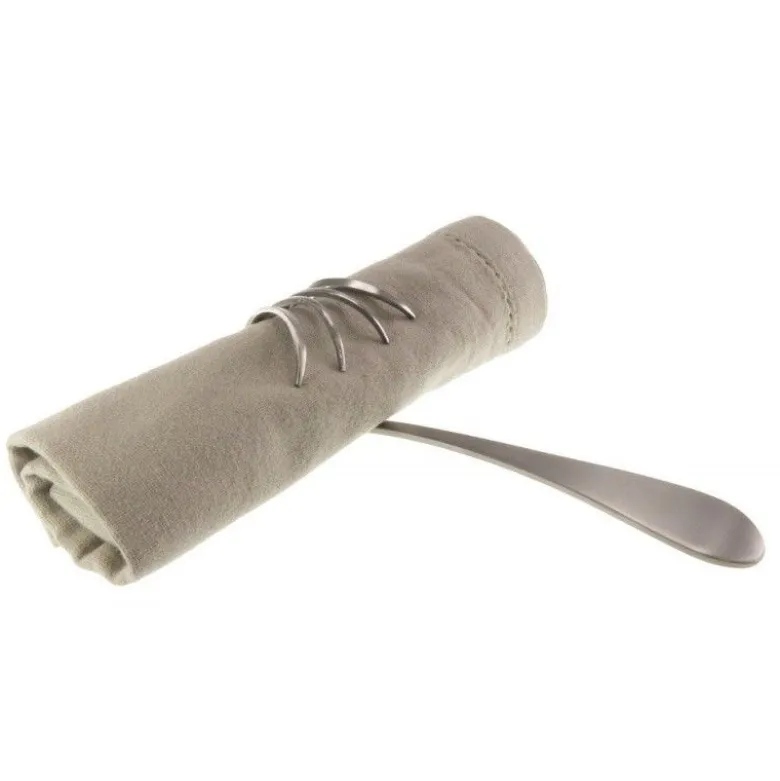 Rond de serviette Fourchette roulé inox x4 - Lebrun