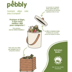 Seau à compost 3,5L crème - Pebbly