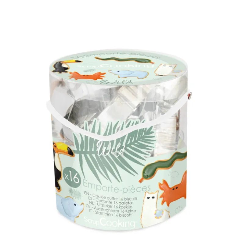 Seau 16 Emporte-Pièces Thème Animaux Wild - Scrapcooking