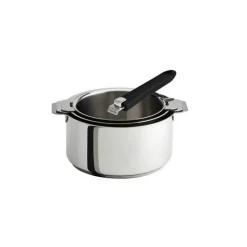Set 3 casseroles inox Mutine 16-18-20cm amovibles + poignée noire - Cristel