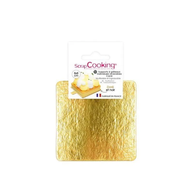 Support à gâteaux carré or/noir x10 8cm - ScrapCooking
