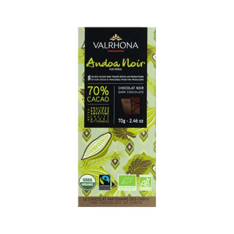Tablette de Chocolat Noir Andoa 70% Bio 70g - Valrhona