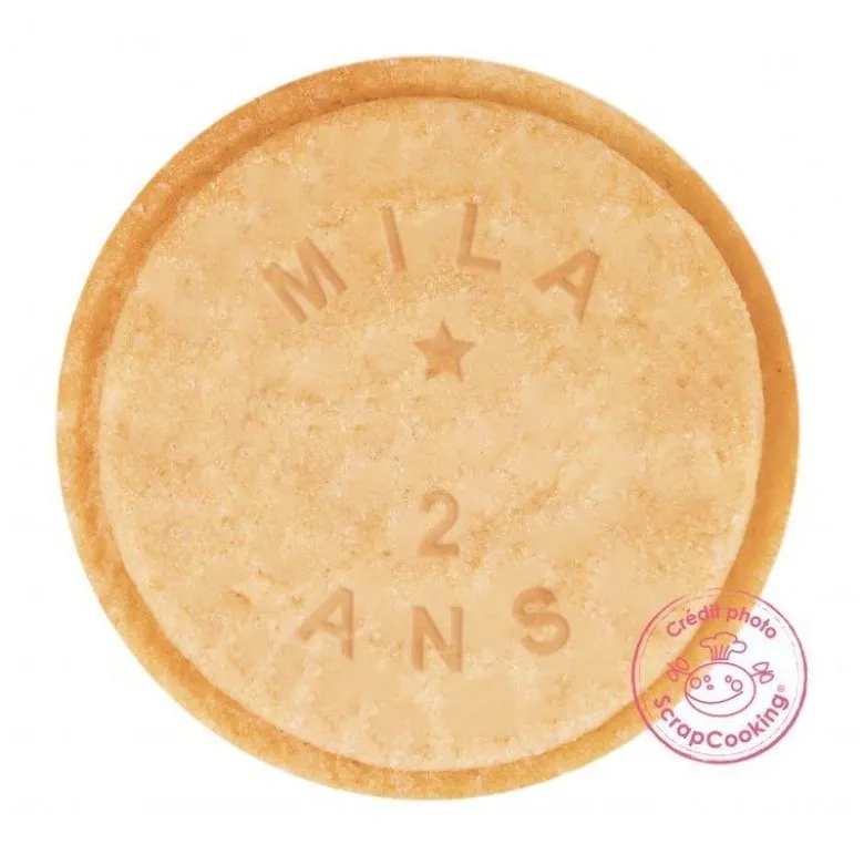Tampon biscuit message personnalisable - ScrapCooking