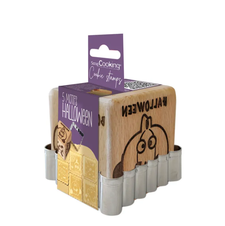Tampon Bois et découpoir Biscuits Halloween - ScrapCooking