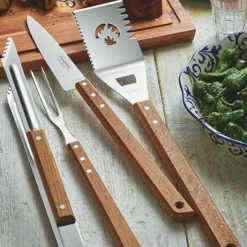 Ustensiles pour Barbecue Inox et Bois (x3) Churrasco - Tramontina