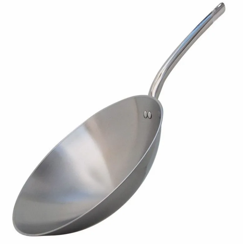 Wok inox induction 36cm queue tube De Buyer